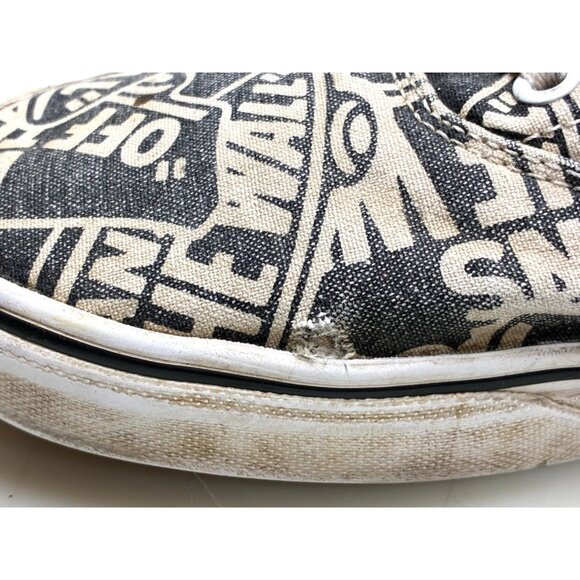 Vans Off The Wall Logo All Over Print Shoes Black/White Distress Sz 8.5 #h - Picture 10 of 10